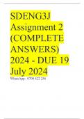 SDENG3J Assignment 2 (COMPLETE ANSWERS) 2024 - DUE 19 July 2024