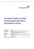 Innovatieve aanpak van sociale ondersteuningsvragen binnen Sociaal Werk in de Zorg 