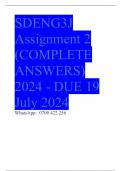 SDENG3J Assignment 2 (COMPLETE ANSWERS) 2024 - DUE 19 July 2024