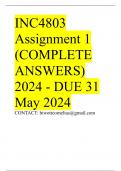 INC4803 Assignment 1 (COMPLETE ANSWERS) 2024 - DUE 31 May 2024