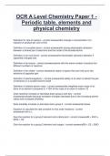 OCR A Level Chemistry Paper 1 - Periodic table, elements and  physical chemistry