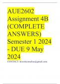 AUE2602 Assignment 4B (COMPLETE ANSWERS) Semester 1 2024 - DUE 9 May 2024