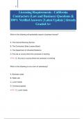 Licensing Requirements - California  Contractors &lpar;Law and Business&rpar; Questions &  100&percnt; Verified Answers &vert; Latest Update &vert; Already  Graded A&plus;