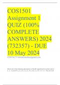 COS1501 Assignment 1 QUIZ (100% COMPLETE ANSWERS) 2024 (732357) - DUE 10 May 2024