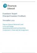 Examiners’ Report Principal Examiner Feedback November 2021 Pearson Edexcel Advanced Level in Art and Design (9AD0/9FA0/9GC0/9PY0/9TD0/9TE0) Component 2: Externally Set Assignment