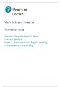 Mark Scheme (Results) November 2021 Pearson Edexcel Advanced Level In Arabic (9AA0/01) Paper 1: Translation into English, reading comprehension and writing