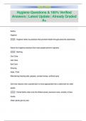 Hygiene Questions & 100&percnt; Verified  Answers &vert; Latest Update &vert; Already Graded  A&plus;