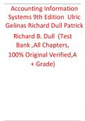 Test Bank For Accounting Information Systems 9th Edition  Ulric Gelinas Richard Dull Patrick