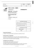 GCE A LEVEL – NEW 1400U50-1A BIOLOGY – A2 unit 5 Practical Examination Experimental Task TEST 1