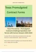 Texas Pre-License - Promulgated Contracts Challenge Questions (167 Terms) with Correct Answers 2024-2025. Terms like: According to TREC rules, which of these must be delivered to the seller within three days of a contract's effective date? - Answer: ea