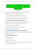 NUR 2502 &sol; NUR2502 Final Exam Multidimensional Care III &sol; MDC 3 - Rasmussen