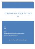 OCR 2023 GCSE Combined Science Physics A Gateway Science J250/12: Paper 12 (Higher Tier) Question Paper & Mark Scheme (Merged) COMBINED SCIENCE PHYSICS  A