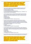 APEA PREDICTOR EXAM 2023-2024 TEST  BANK 300+ QUESTIONS AND CORRECT  ANSWERS WITH RATIONALES |ALREADY  GRADED A+|BRAND NEW!!