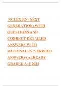 NCLEX RN (NEXT GENERATION) WITH QUESTIONS AND CORRECT DETAILED ANSWERS WITH RATIONALES (VERIFIED ANSWERS) ALREADY GRADED A+|| 2024
