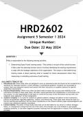 HRD2602 Assignment 5 &lpar;ANSWERS&rpar; Semester 1 2024 - DISTINCTION GUARANTEED