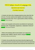 FTCE Subject Area K-6 Language Arts Questions and Answers  &lpar;Verified Answers&rpar;