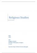 OCR 2023 GCE Religious Studies H573/01: Philosophy of religion A Level Question Paper & Mark Scheme (Merged)