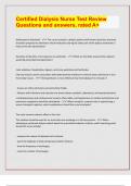 Certified Dialysis Nurse Test Review Questions and answers&comma; rated A&plus;LATEST EXAM PREDICTIONS 2024