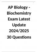 AP Biology - Biochemistry Exam Latest Update 2024/2025 30 Questions 