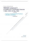 Exam &lpar;elaborations&rpar; HRD2602 Assignment 5 &lpar;COMPLETE ANSWERS&rpar; Semester 1 2024 - DUE 22 May 2024 &bull;&Tab;Course &bull;&Tab;Training and Development Practices - HRD2602 &lpar;HRD2602&rpar; &bull;&Tab;Institution &bull;&Tab;University Of South Africa &lpar;Unisa&rpar; &bull;&Tab;Book &bull;&Tab;Approaches To Training And Developm
