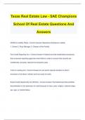 Texas Real Estate Law - SAE Champions School Of Real Estate Questions And Answers
