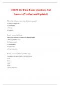 CHEM 103 Final Exam Questions And Answers (Verified And Updated)