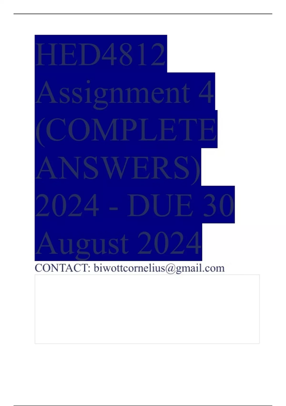 HED4812 Assignment 4 (COMPLETE ANSWERS) 2024 - DUE 30 August 2024 ...