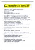 LPN (Licensed Practical Nurse) STUDY GUIDE Exam Questions and Answers