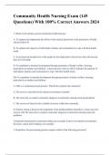 Community Health Nursing Exam &lpar;145 Questions&rpar; With 100&percnt; Correct Answers 2024