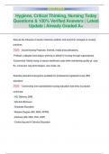 Hygiene&comma; Critical Thinking&comma; Nursing Today Questions & 100&percnt; Verified Answers &vert; Latest  Update &vert; Already Graded A&plus;
