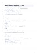 Dental Assistant Final Exam