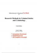 Test Bank for Research Methods in Criminal Justice and Criminology, 10th Edition Hagan (All Chapters included)