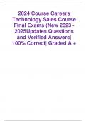 2024 Course Careers Technology Sales Course Final Exams (New 2023 - 2025Updates Questions  and Verified Answers|  100% Correct| Graded A + What is a Sales Cadence? A sequence of sales activities where the sales teaminteracts with leads What is the Sales C