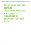 2024 TEXAS CDL AIR BRAKES UPDATED&VERIFIED  100&percnt; SOLVED  GUARANTEED SUCCESS TESTSED  2019 Air brake systems combine what three different systems&quest; - ANS-Service brakes&comma; parking brakes and emergency brakes&period; When should you drain the air tanks&quest; - ANS-After e