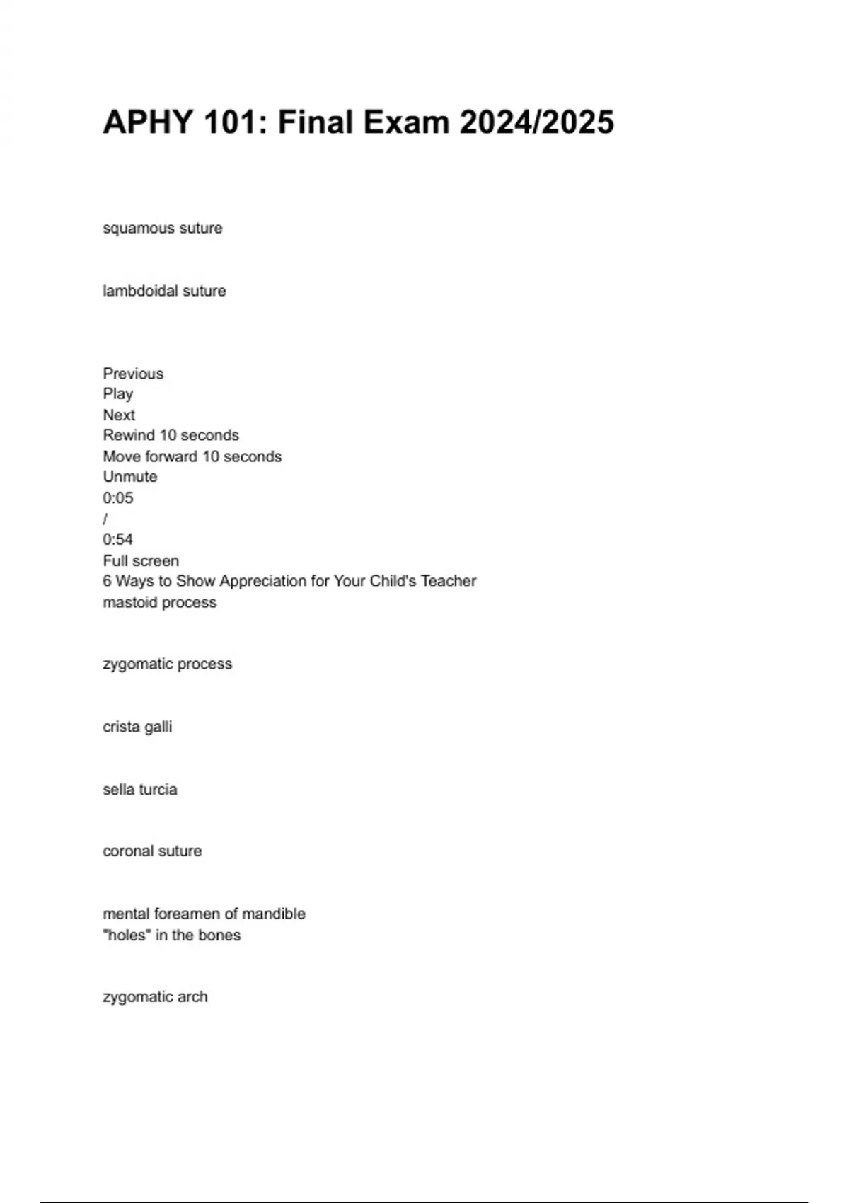 APHY 101: Final Exam 2024/2025 questions and answers A+ score assured ...