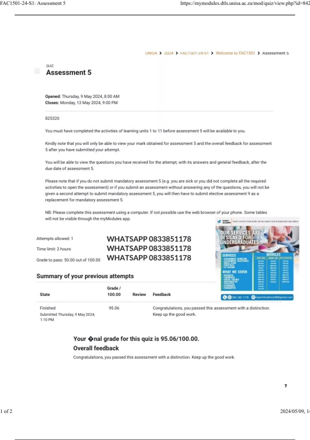 Fac1501 Assignment 5 Semester 1 2024 Fac1501 Stuvia Sa