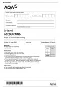 A-Level AQA 2023 Accounting paper 1