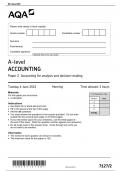 A-Level AQA 2023 Accounting paper 2