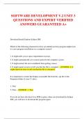 SOFTWARE DEVELOPMENT V.2 UNIT 3 QUESTIONS AND EXPERT VERIFIED ANSWERS GUARANTEED A+