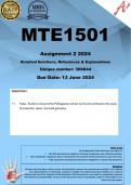 MTE1501 Assignment 2 (COMPLETE ANSWERS) 2024 (366844) - DUE 13 June 2024