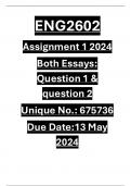 ENG2602 ASSIGNMENT 1 2024 BOTH ESSAYS ANSWERED