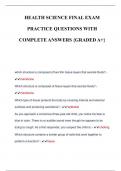 HEALTH SCIENCE FINAL EXAM  PRACTICE QUESTIONS WITH  COMPLETE ANSWERS {GRADED A+} 