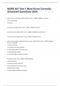 NURS 441 Test 1 Must Know Correctly Answered Questions 2024&period;
