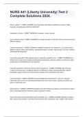 NURS 441 &lpar;Liberty University&rpar; Test 2 Complete Solutions 2024&period;