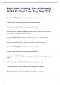 Psychiatric Nursing Liberty University NURS 451 Final Exam Prep Test 2024&period;