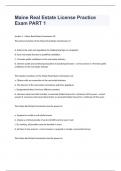 Maine Real Estate License Practice Exam PART 1 Correctly Answered 2024&period;