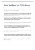 Maine Real Estate Law TRELG Course Study Guide Test 2024&period;