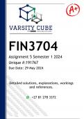FIN3704 Assignment 5  (DETAILED ANSWERS) Semester 1 2024 - DISTINCTION GUARANTEED