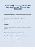 CSU BMS 300 Exam 3 Questions and answers all correct Colorado State University&period;