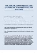 CSU BMS 300 Exam 4 expected exam questions and answers Colorado State University&period;